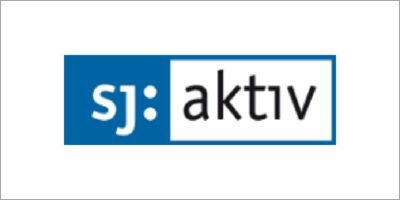 Das Bild zeigt ein Logo mit der Aufschrift "sj: aktiv". Der Hintergrund des Logos ist blau und weiß. Die Schrift ist in einem modernen, klaren Stil gehalten und die Farben vermitteln einen professionellen und dynamischen Eindruck.